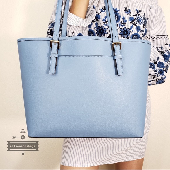 NWT Michael Kors Medium carryall tote sky blue bag - Picture 3 of 7